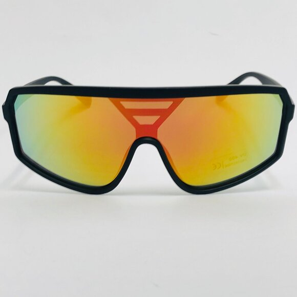 Sports Men Sunglasses Yellow Flat Mirror Lens Wrap Around Shield‎ Lentes Humbres - Picture 4 of 4